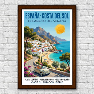Poster Cartaz de Viagem Vintage Anos 60 Costa del Sol, Es
