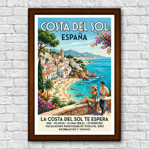 Poster Cartaz de Viagem Vintage Anos 60 Costa del Sol, Es
