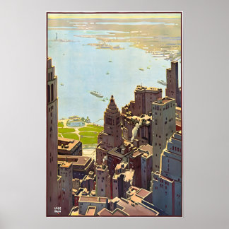 Poster Cartaz de Viagem Vintage Arte Nova York Manhattan