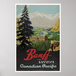 Poster Cartaz de Viagem Vintage Banff Arte Canadá Canaden