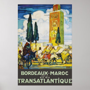 Poster Cartaz de Viagem Vintage Bordeaux Marrocos