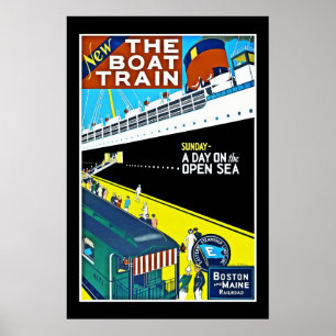 Pôster Cartaz de Viagem Vintage Boston Maine Railroad