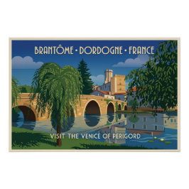 Pôster Cartaz de Viagem Vintage Brantôme Dordogne França