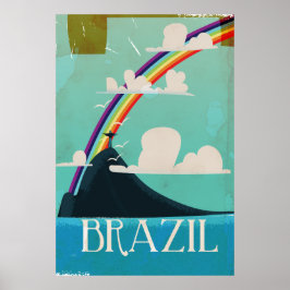 Poster cartaz de viagem vintage brasil cristão o redentor