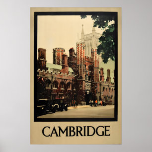 Poster Cartaz de Viagem Vintage Cambridge Inglaterra Brit