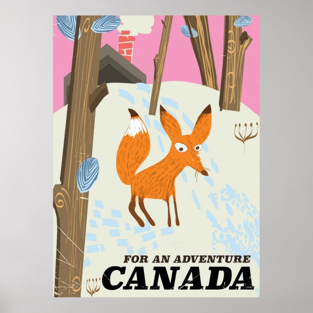 Pôster Cartaz de viagem vintage Canada Fox (Frente)