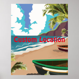 Pôster Cartaz de Viagem Vintage com Localização Personali