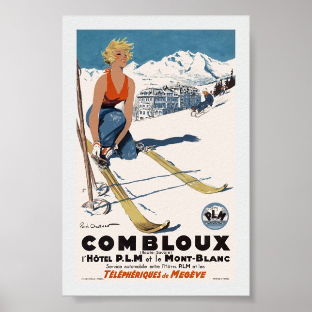 Poster Cartaz de Viagem Vintage Combloux Restaurado (Frente)