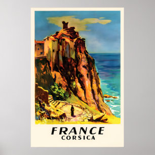 Poster Cartaz de Viagem Vintage Córsega França Mediterrân