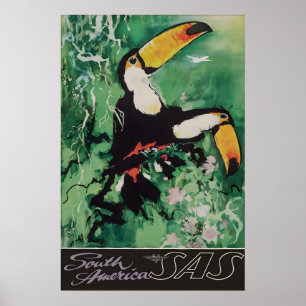 Poster Cartaz de Viagem Vintage da América do Sul Impress