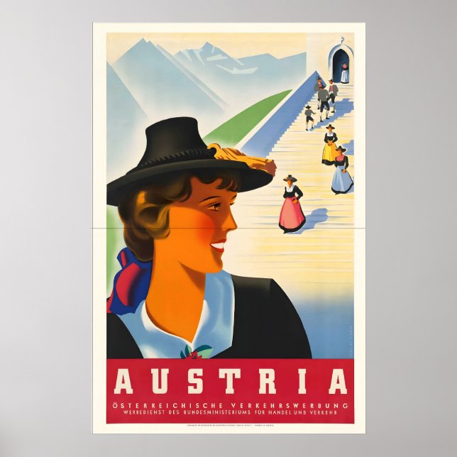 Poster Cartaz de Viagem Vintage da Áustria (Frente)