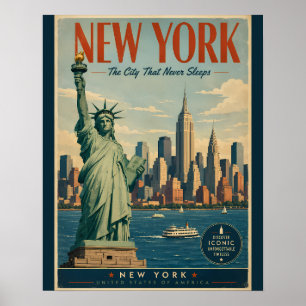 Poster Cartaz de Viagem Vintage da Cidade de Nova York co