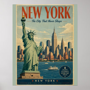 Poster Cartaz de Viagem Vintage da Cidade de Nova York co