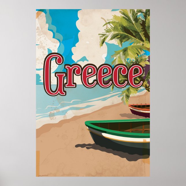 Pôster Cartaz de viagem vintage da Grécia (Frente)