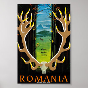Poster Cartaz de Viagem Vintage da Romênia Restaurado