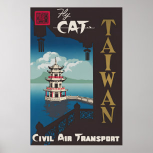 Poster Cartaz de Viagem Vintage da Taiwan Civil Air Trans
