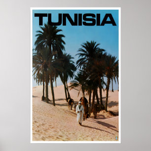 Poster Cartaz de viagem vintage da Tunísia Norte da Áfric