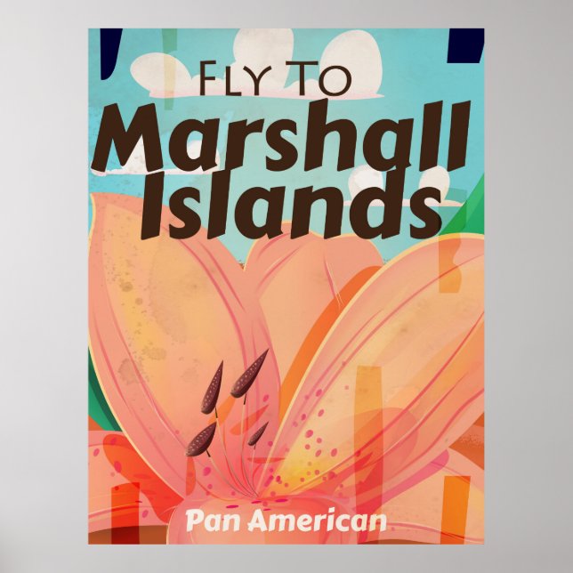 Pôster Cartaz de viagem vintage das Ilhas Marshall (Frente)