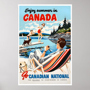 Poster Cartaz de Viagem Vintage de Arte de Verão do Canad