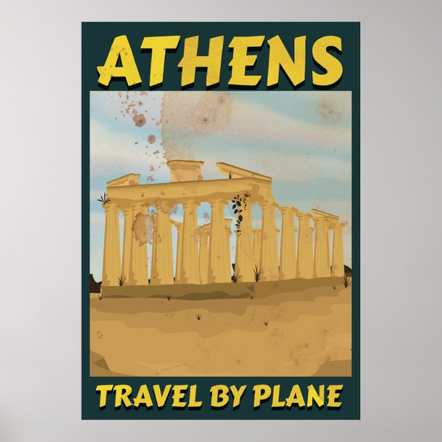 Pôster Cartaz de viagem vintage de Atenas (Frente)