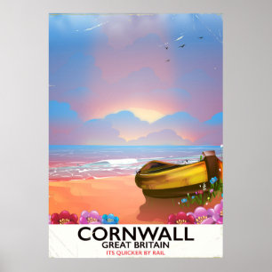 Pôster Cartaz de viagem vintage de barco de pesca de Corn