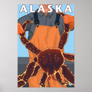 Pôster Cartaz de Viagem Vintage de Caranguejo-Rei e Pesca