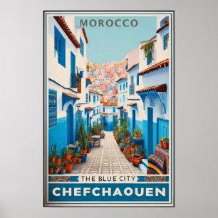 Poster Cartaz de Viagem Vintage de Chefchaouen, Marrocos