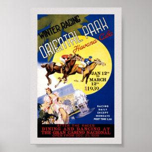 Poster Cartaz de Viagem Vintage de Corrida de Cavalos em 