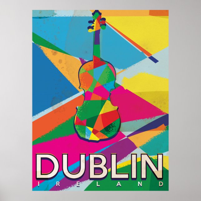 Poster Cartaz de viagem vintage de Dublin (Frente)