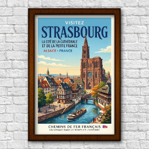 Poster Cartaz de Viagem Vintage de Estrasburgo, França, a