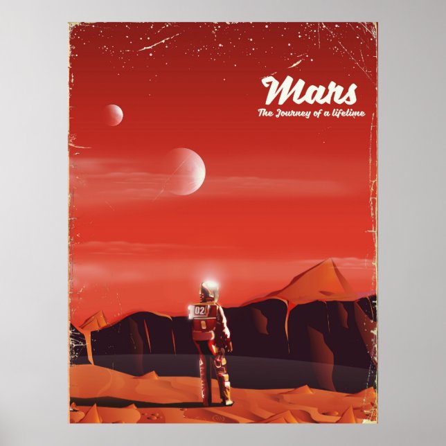 Pôster Cartaz de viagem vintage de ficção científica de M (Frente)