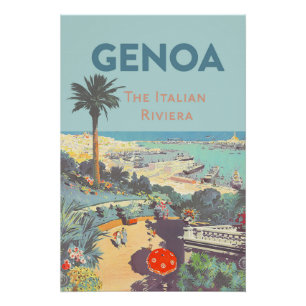 Pôster Cartaz de Viagem Vintage de Gênova Riviera Italian