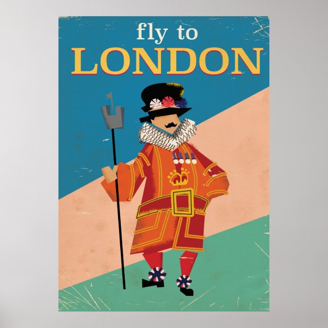Poster Cartaz de viagem vintage de Londres, Inglaterra (Frente)