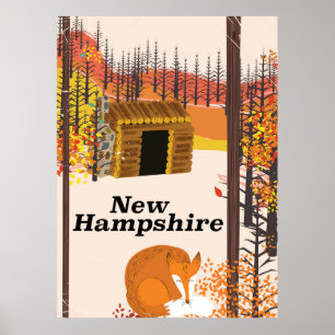 Pôster Cartaz de viagem vintage de New Hampshire EUA