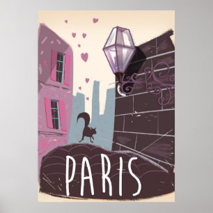 Poster Cartaz de viagem vintage de Paris