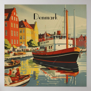 Poster Cartaz de Viagem Vintage Dinamarca personalizável