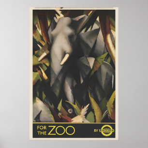 Poster Cartaz de Viagem Vintage do Elefante do Zoológico 