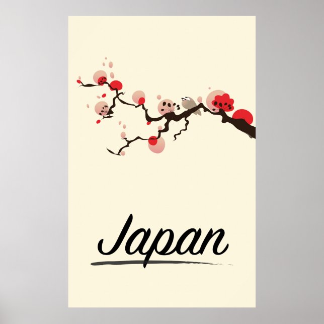 Pôster Cartaz de viagem vintage do Japão. (Frente)