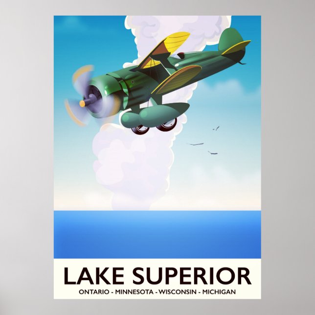 Pôster cartaz de viagem vintage do Lago Superior (Frente)
