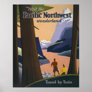 Poster Cartaz de Viagem Vintage do Pacífico Noroeste de 1