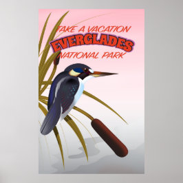 Pôster Cartaz de viagem vintage dos Everglades.