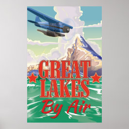 Pôster Cartaz de viagem vintage dos Grandes Lagos.