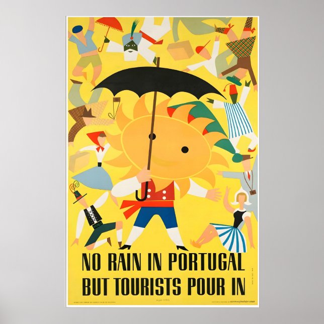 Poster Cartaz de Viagem Vintage Ensolarado Portugal (Frente)