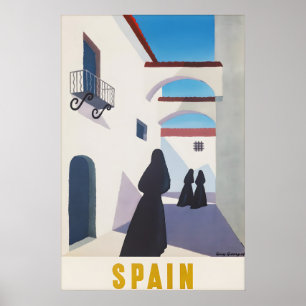 Poster Cartaz de Viagem Vintage Espanha Rua do Mediterrân