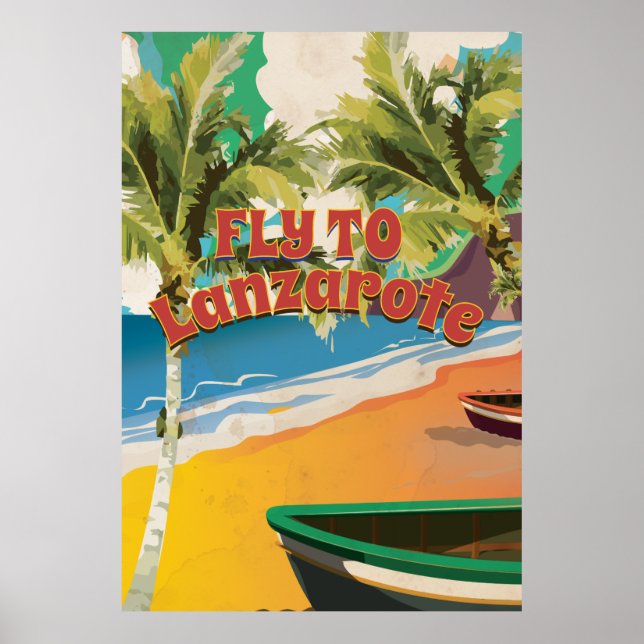 Pôster Cartaz de Viagem Vintage Fly To Lanzarote (Frente)