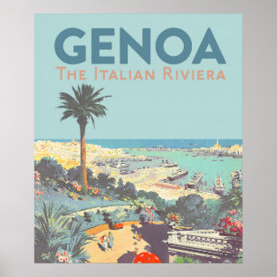 Poster Cartaz de Viagem Vintage Gênova Riviera Italiana 1