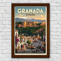 Cartaz de Viagem Vintage Granada, Espanha, anos 60