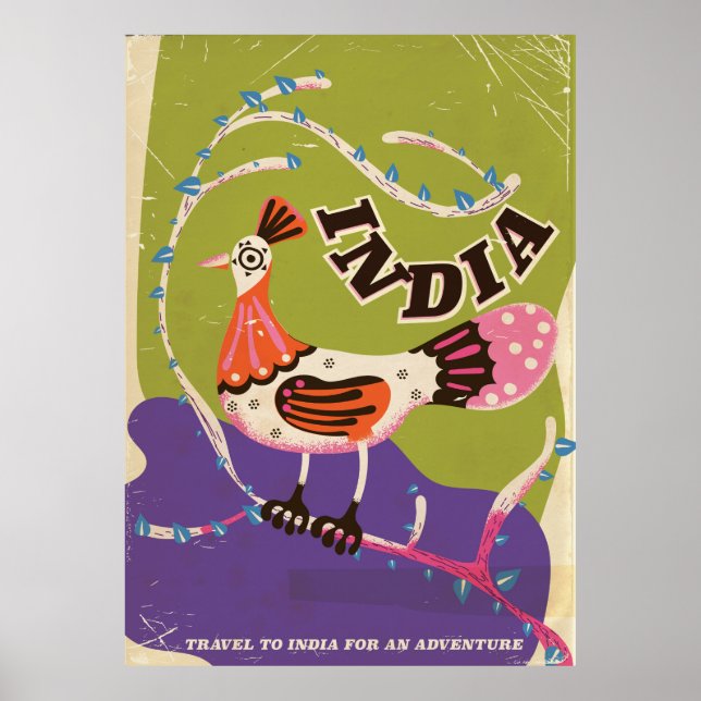 Poster Cartaz de viagem Vintage Índia (Frente)