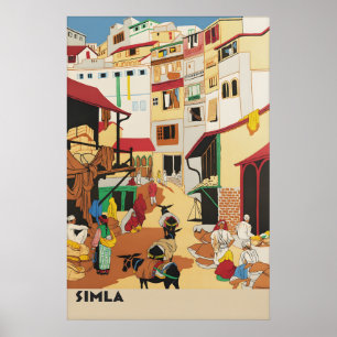 Poster Cartaz de Viagem Vintage Índia Shimla Simla Hill