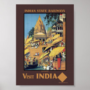 Poster Cartaz de Viagem Vintage Índia Varanasi Ganges 193